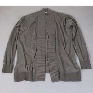 Evolution‎ by Cyrus Cardigan Sweater Women's Size XL Gray Open Front Shawl
